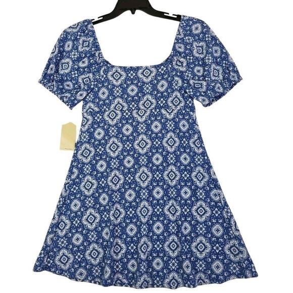 Live to Be Spoiled Kohl's ~Juniors Size L~ Blue Dedallion Mini Dress Unlined NWT - Picture 14 of 16